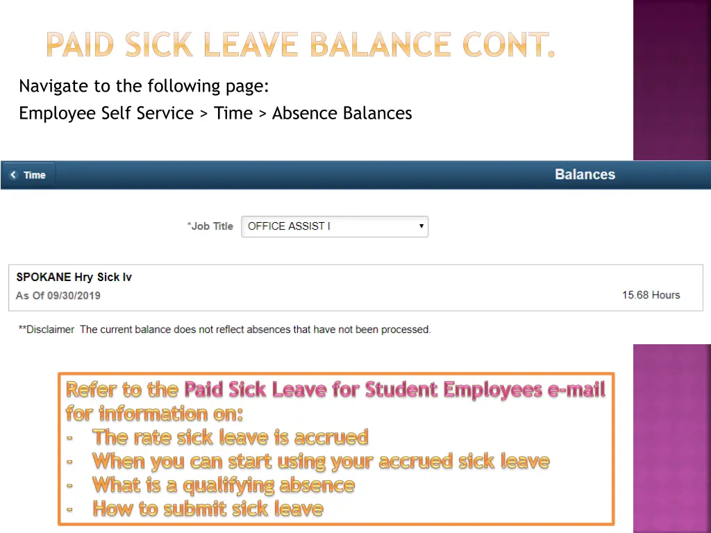 paid sick leave balance cont