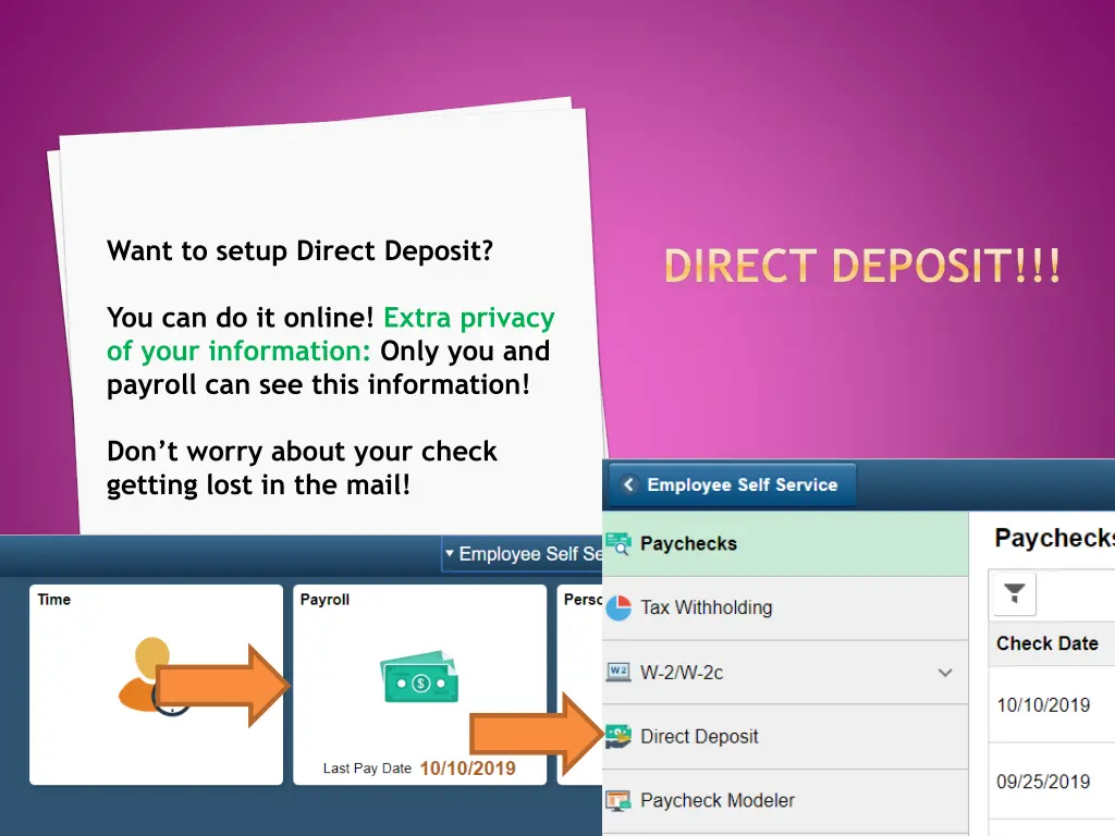 want to setup direct deposit