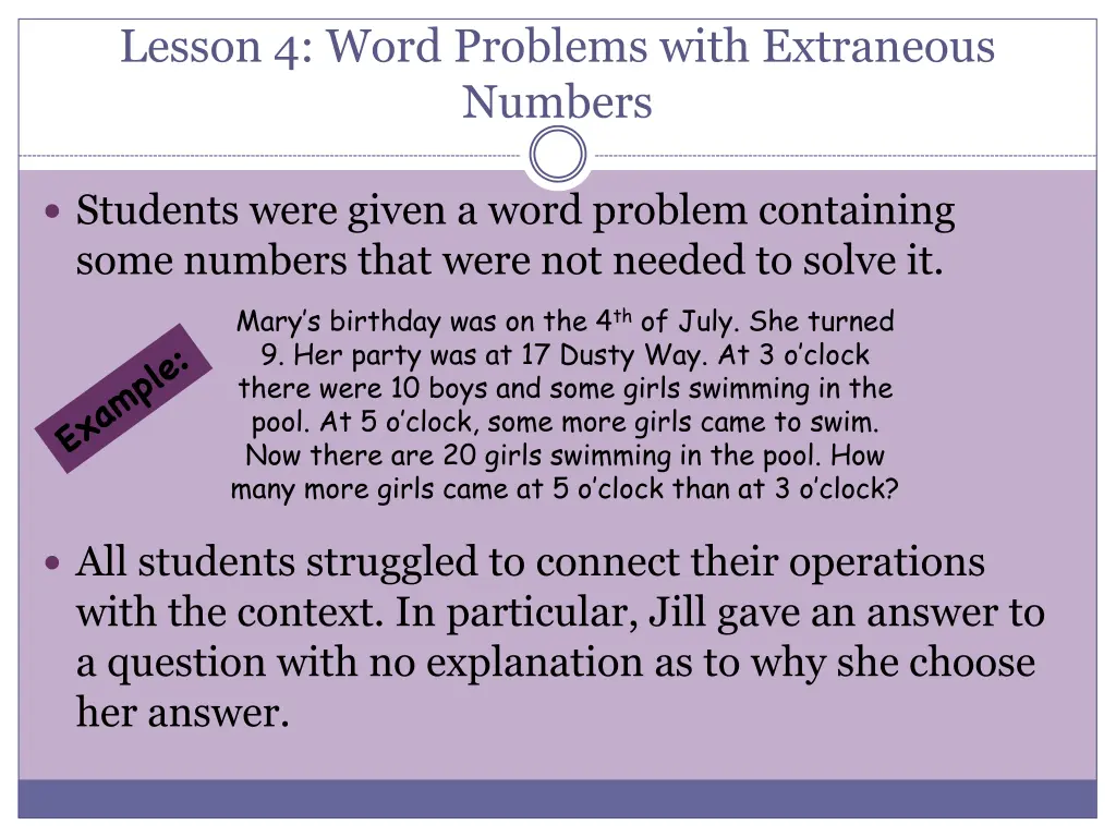 lesson 4 word problems with extraneous numbers