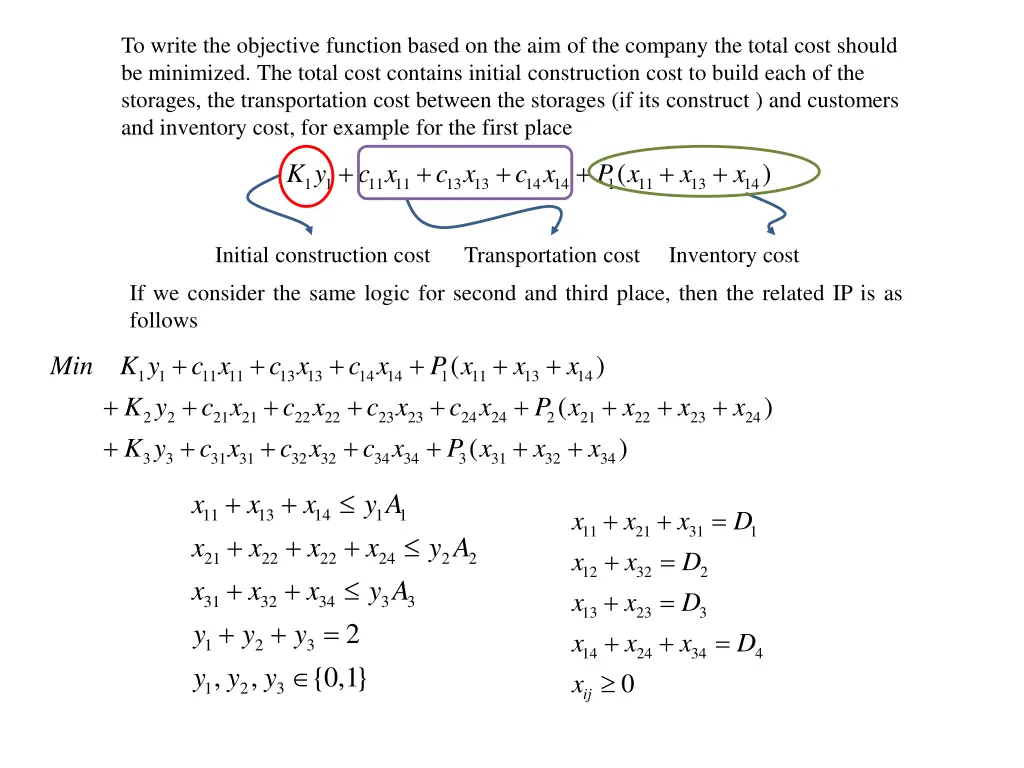 to write the objective function based