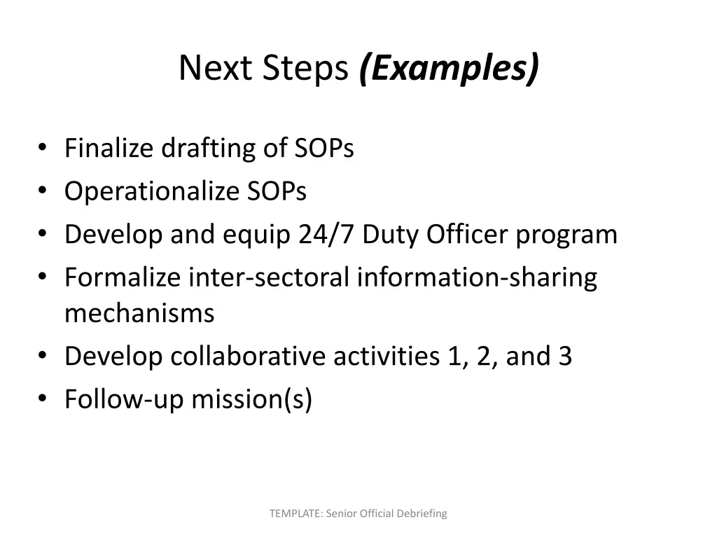 next steps examples