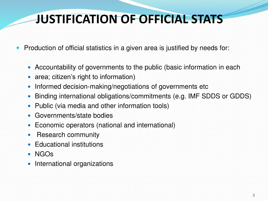 justification of official stats