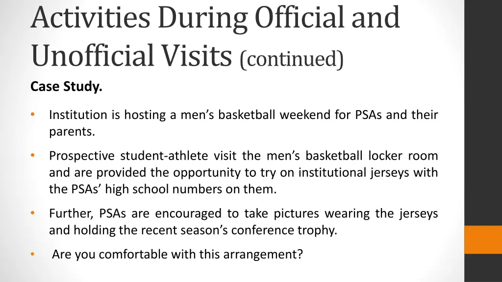 activities during official and unofficial visits 1