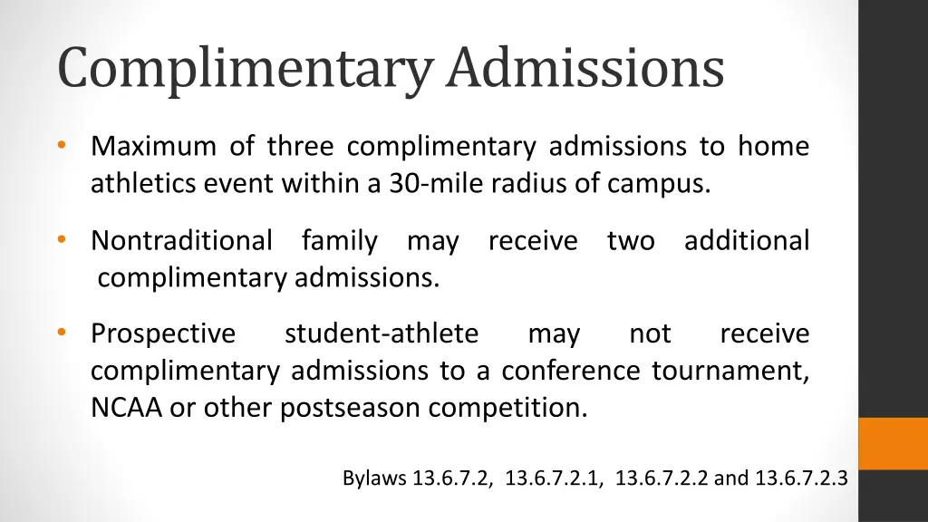 complimentary admissions