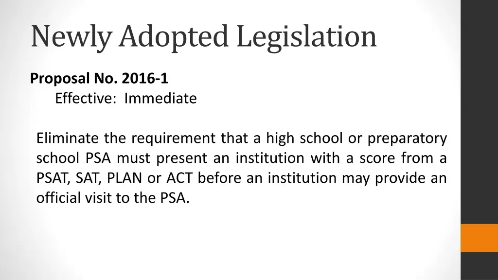 newly adopted legislation 2