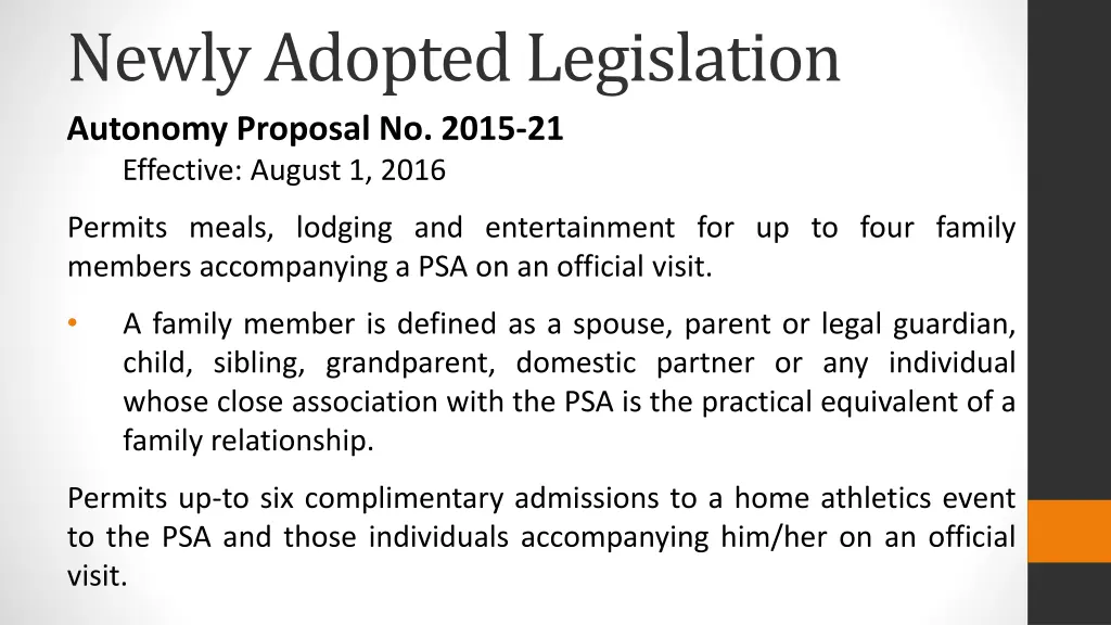 newly adopted legislation autonomy proposal