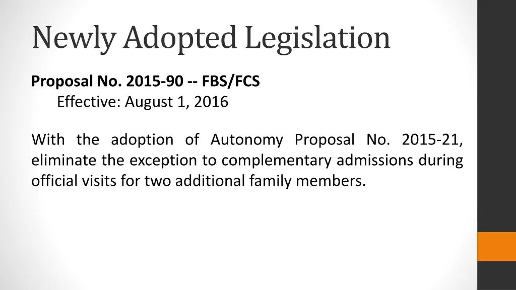 newly adopted legislation