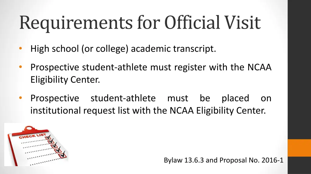 requirements for official visit