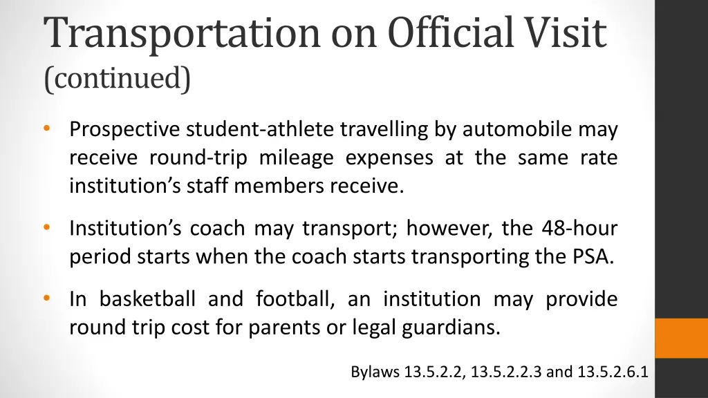 transportation on official visit continued