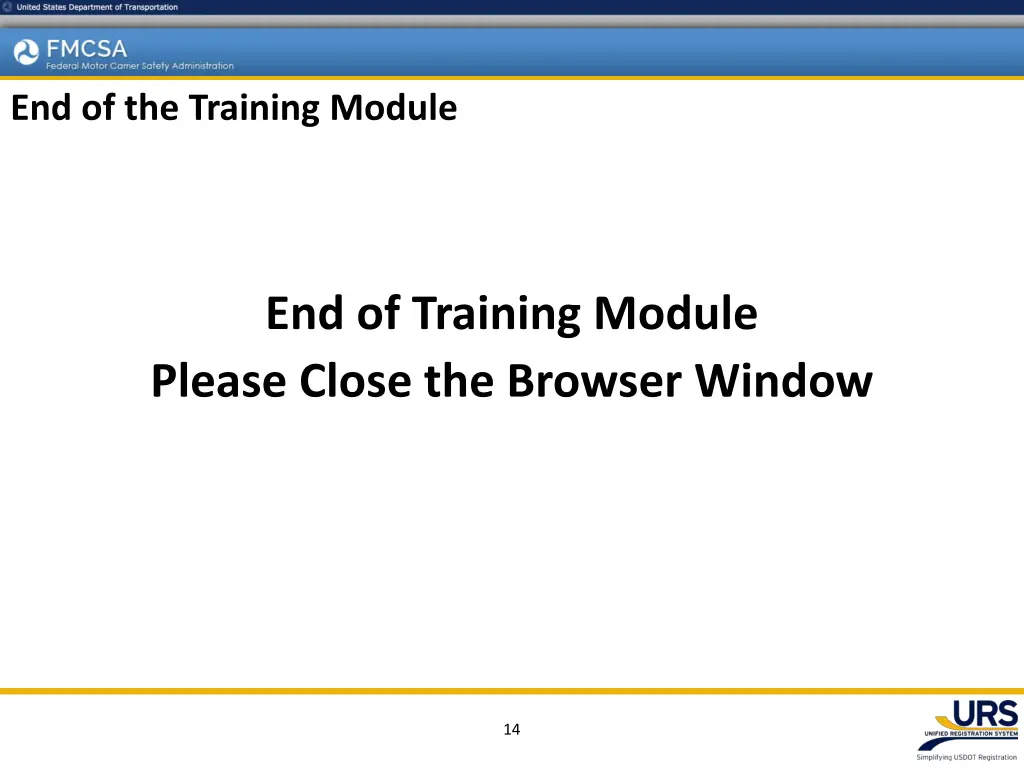 end of the training module