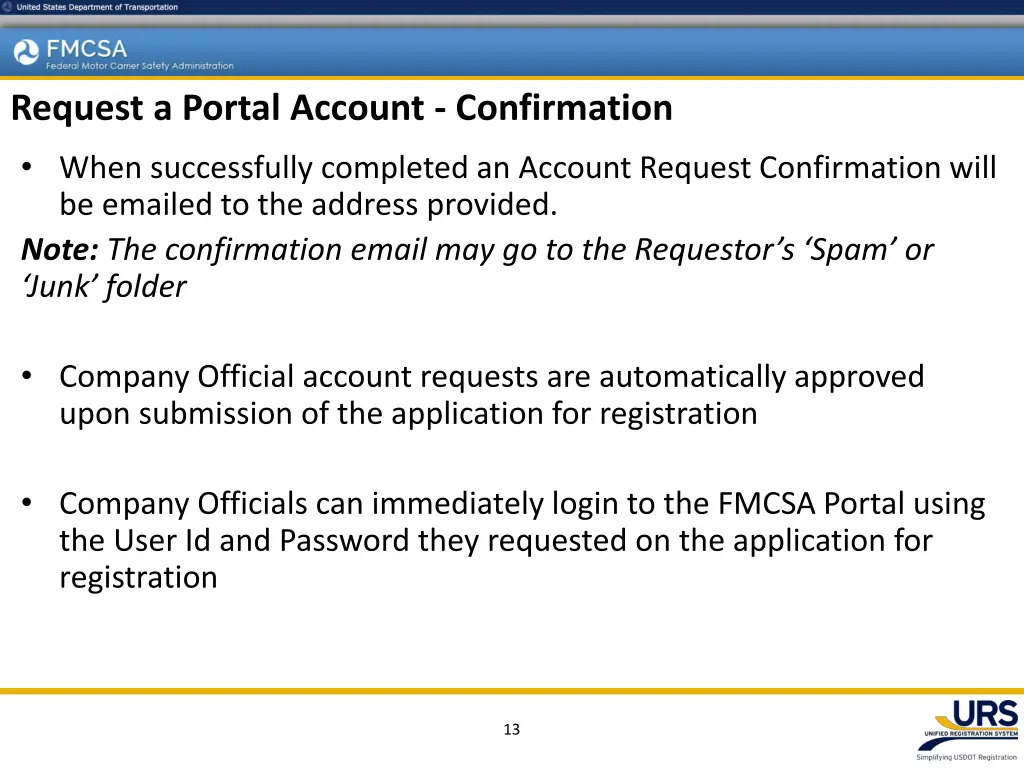 request a portal account confirmation