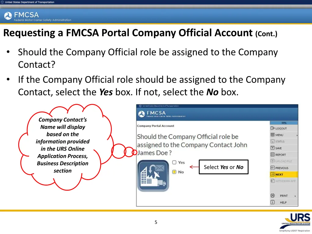 requesting a fmcsa portal company official 1