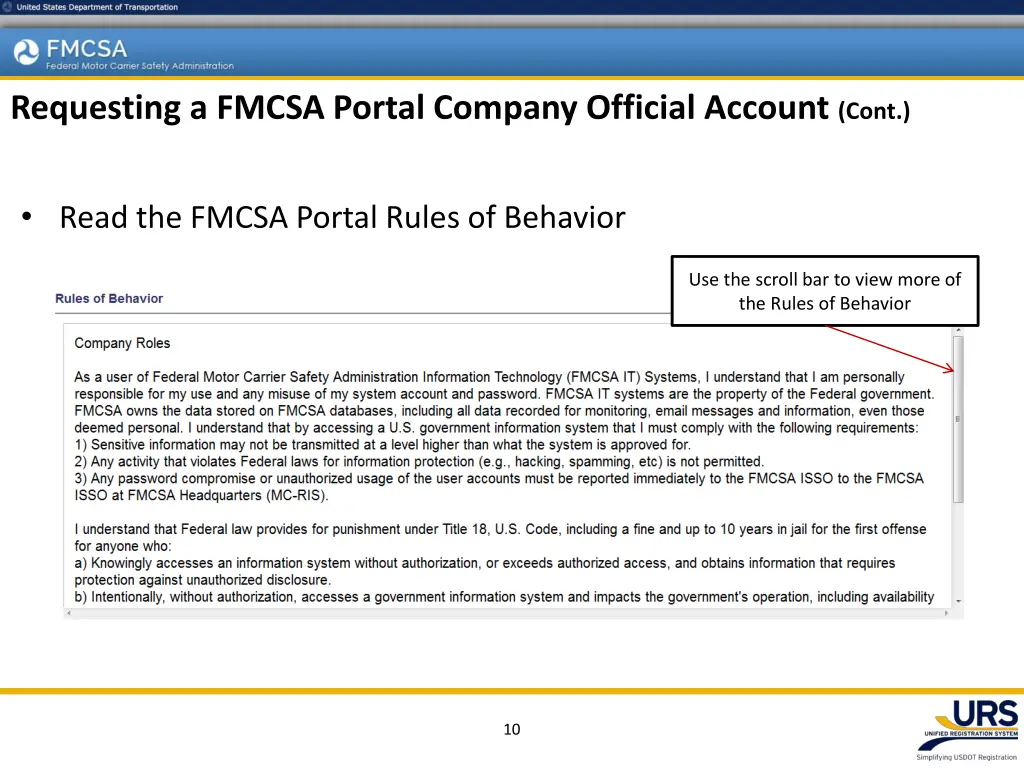 requesting a fmcsa portal company official 6