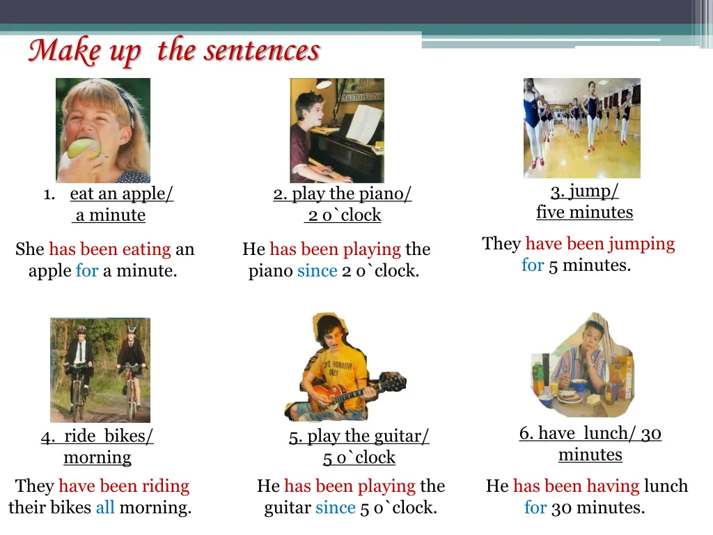 make up the sentences