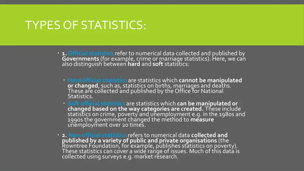 types of statistics