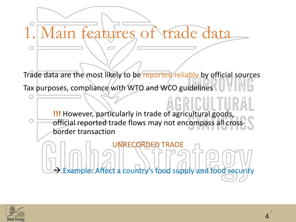 1 main features of trade data