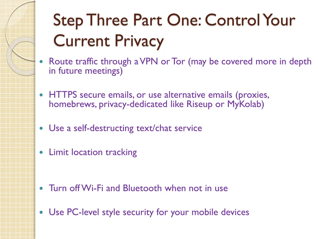 step three part one control your current privacy 1