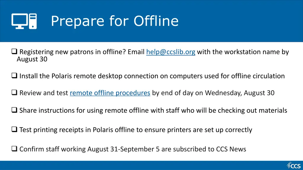 prepare for offline