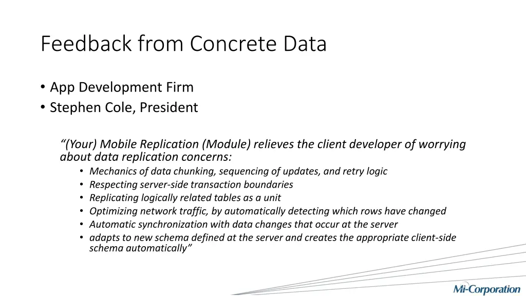 feedback from concrete data