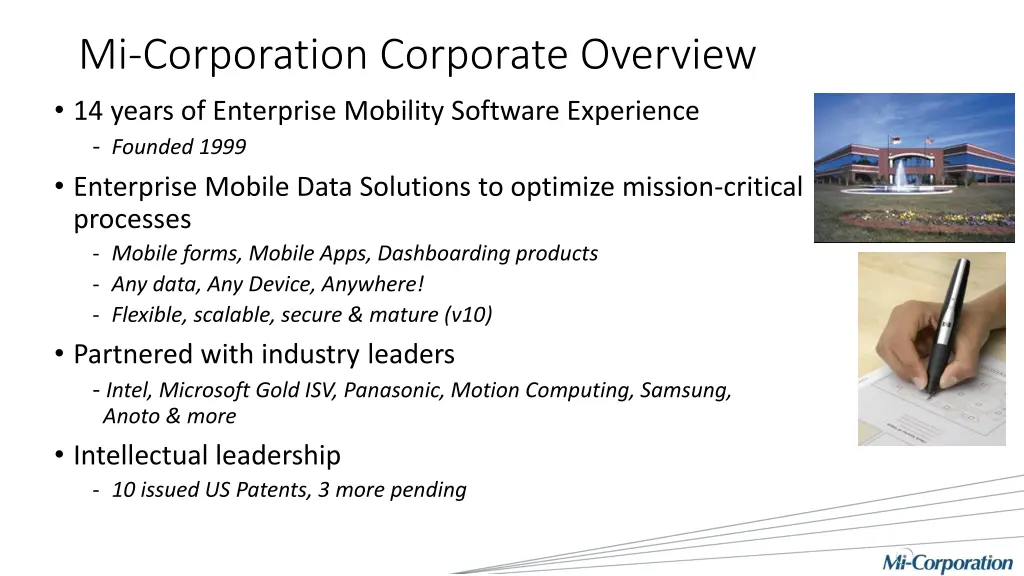 mi corporation corporate overview 14 years