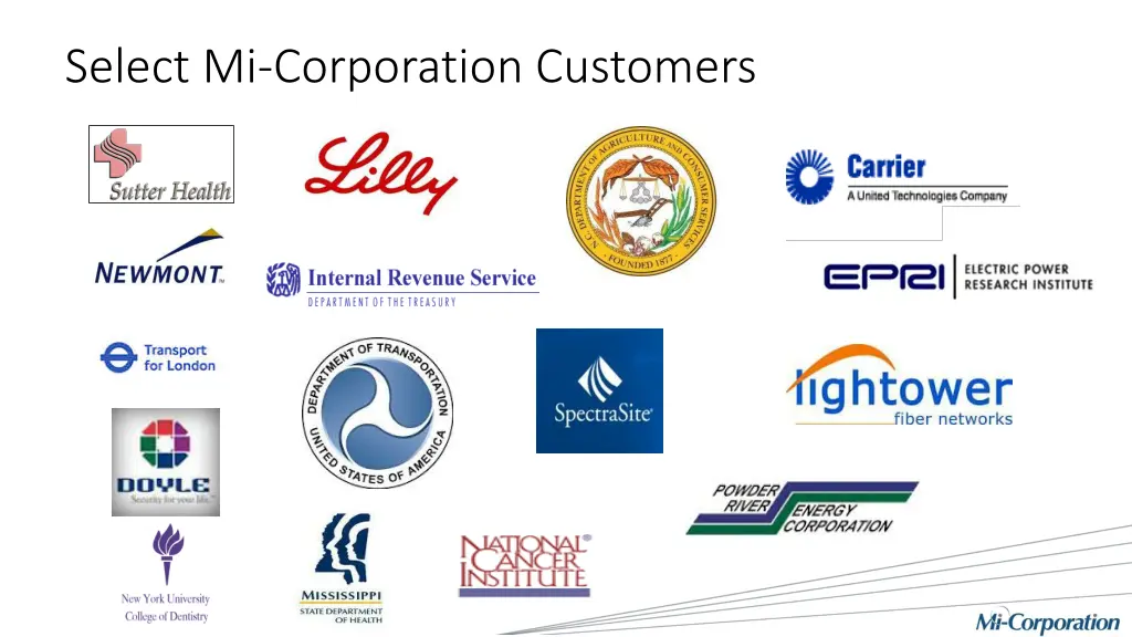 select mi corporation customers