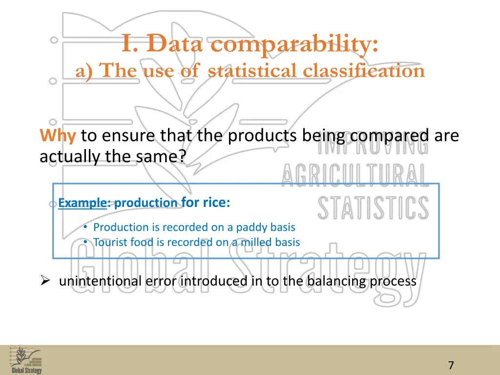 i data comparability a the use of statistical