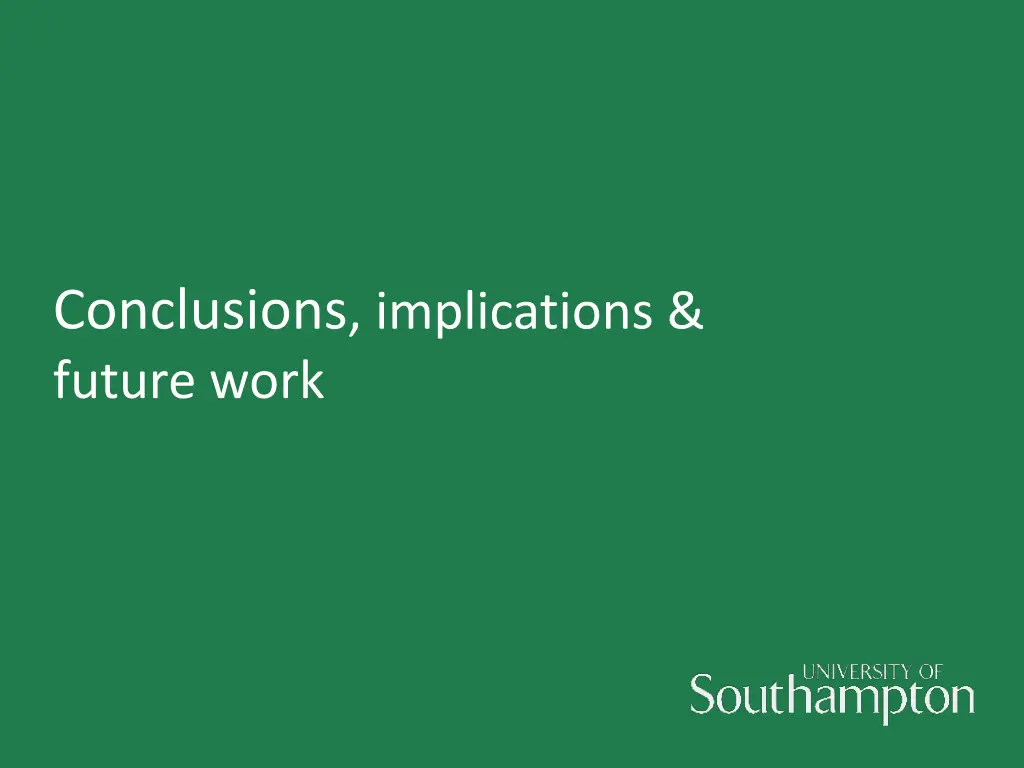 conclusions implications future work