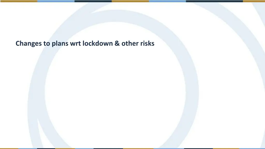 changes to plans wrt lockdown other risks