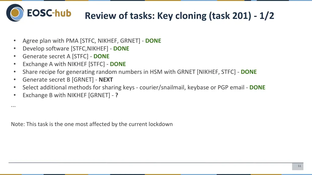 review of tasks key cloning task 201 1 2