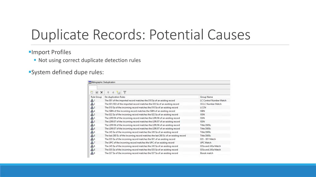 duplicate records potential causes