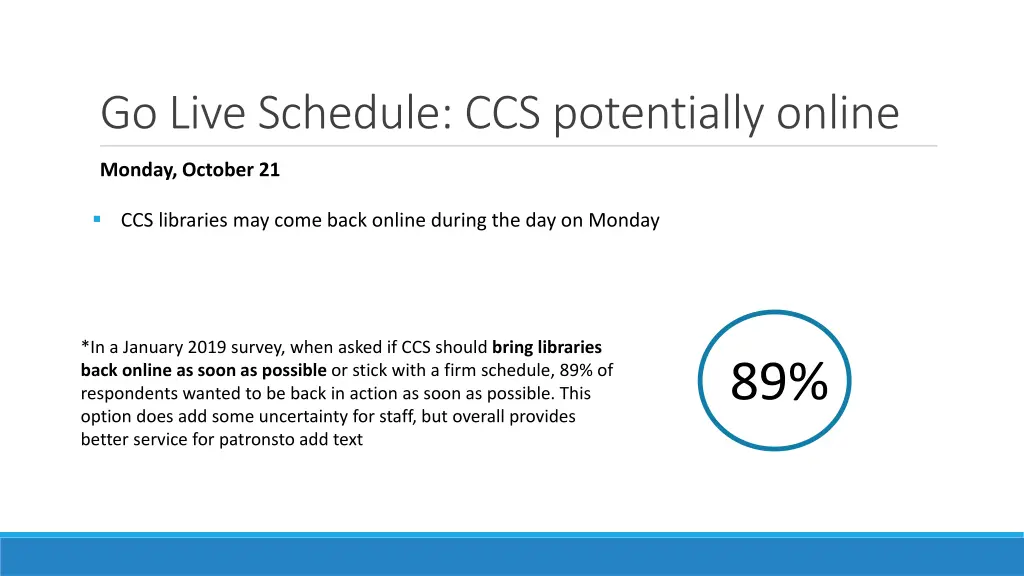 go live schedule ccs potentially online