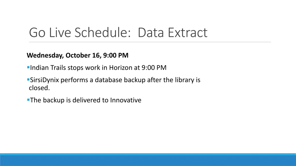 go live schedule data extract