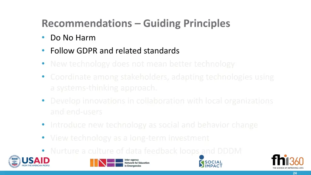 recommendations guiding principles do no harm 1