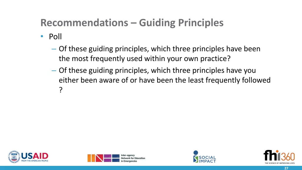 recommendations guiding principles poll of these