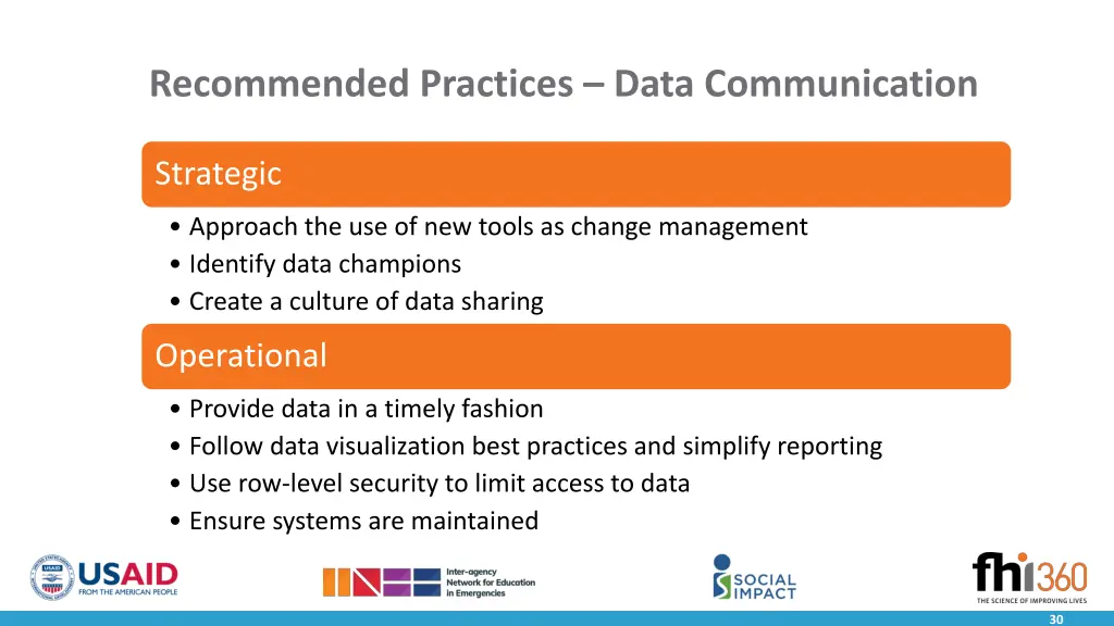 recommended practices data communication