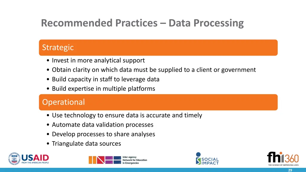 recommended practices data processing