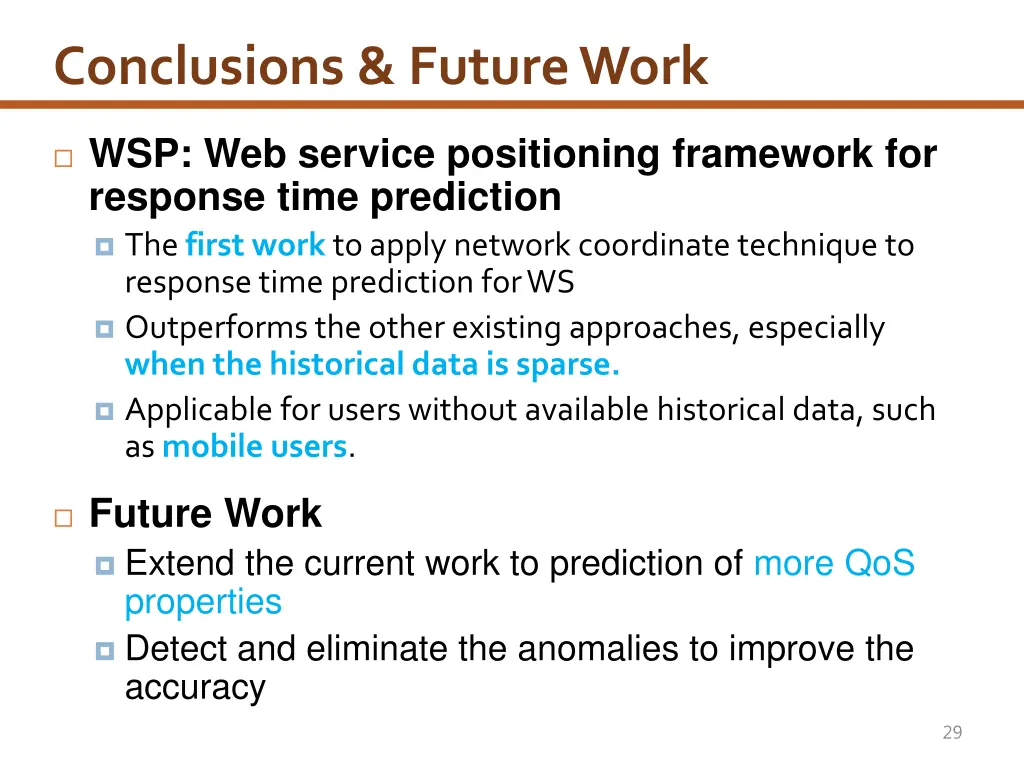 conclusions future work