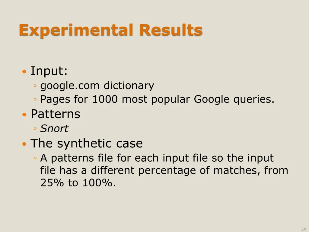 experimental results