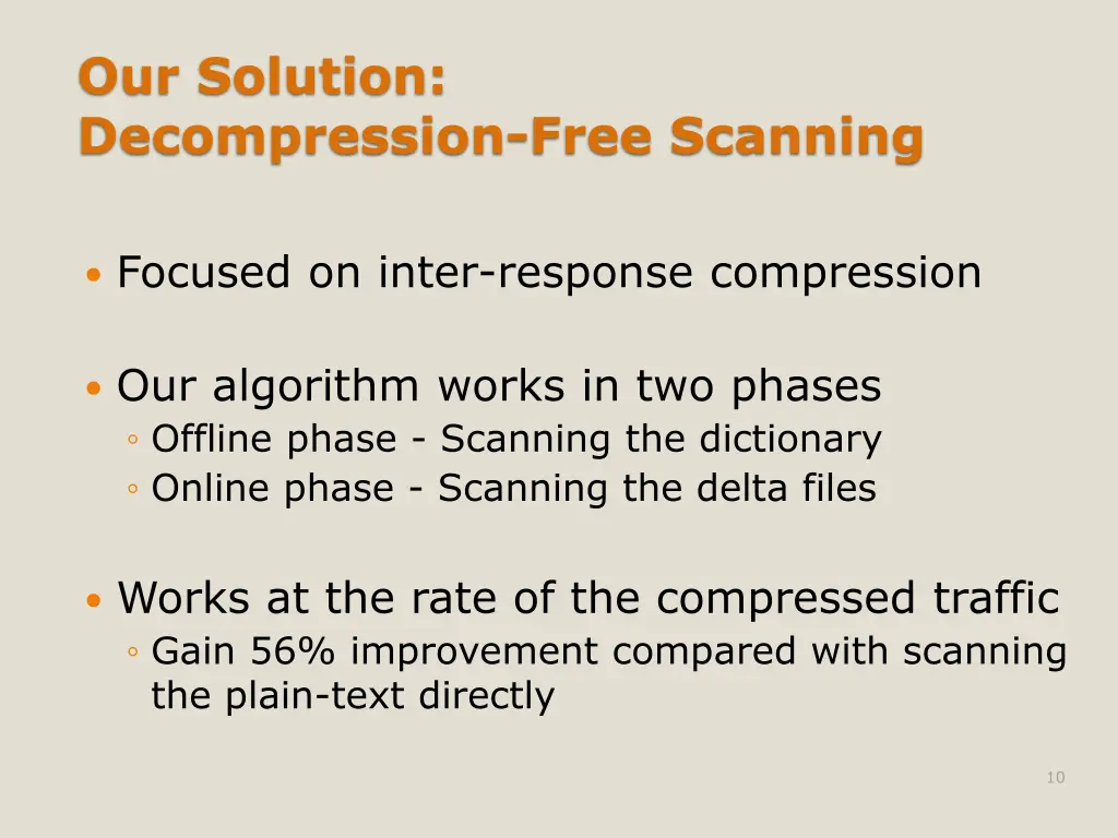 our solution decompression free scanning