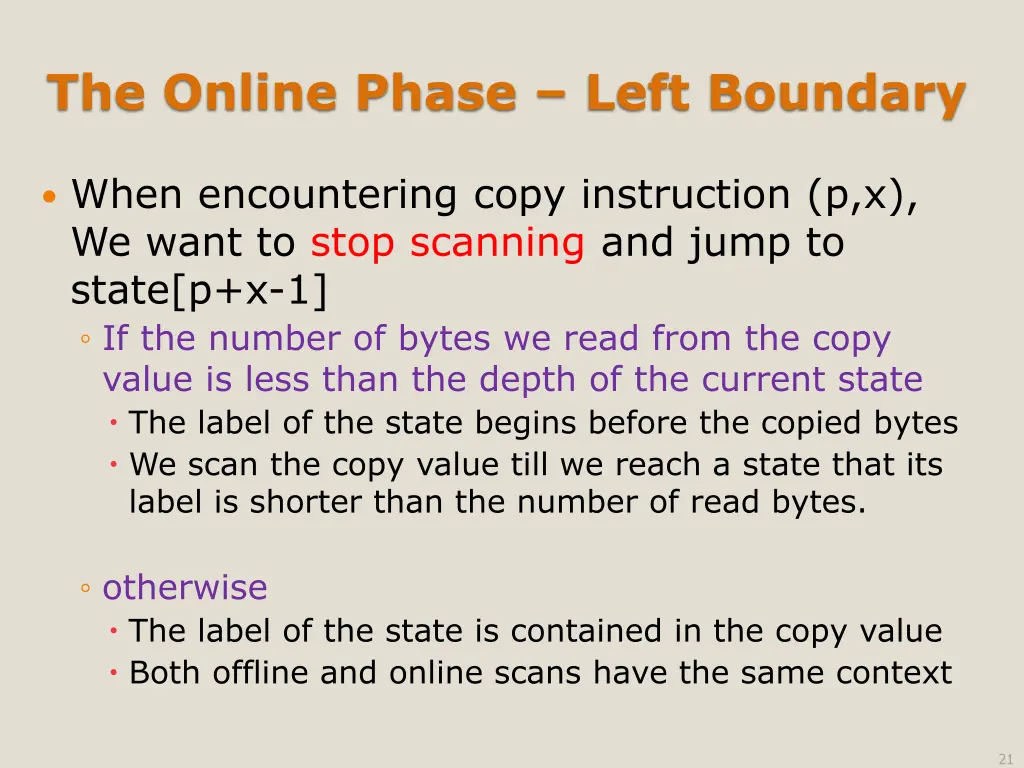 the online phase left boundary