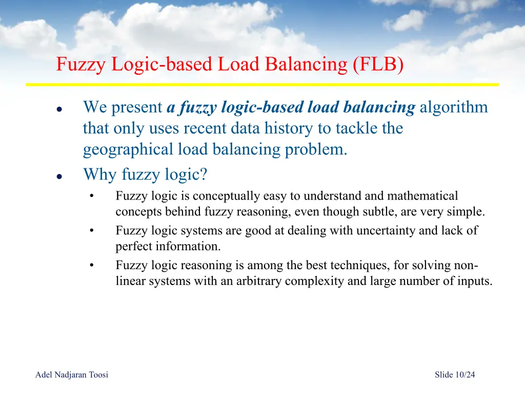 fuzzy logic based load balancing flb