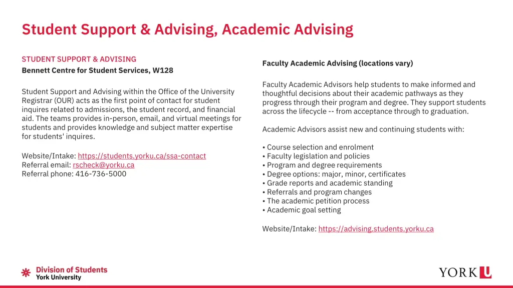 student support advising academic advising