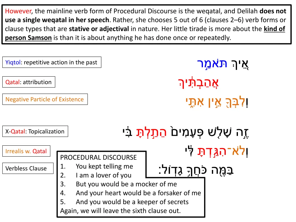 however the mainline verb form of procedural