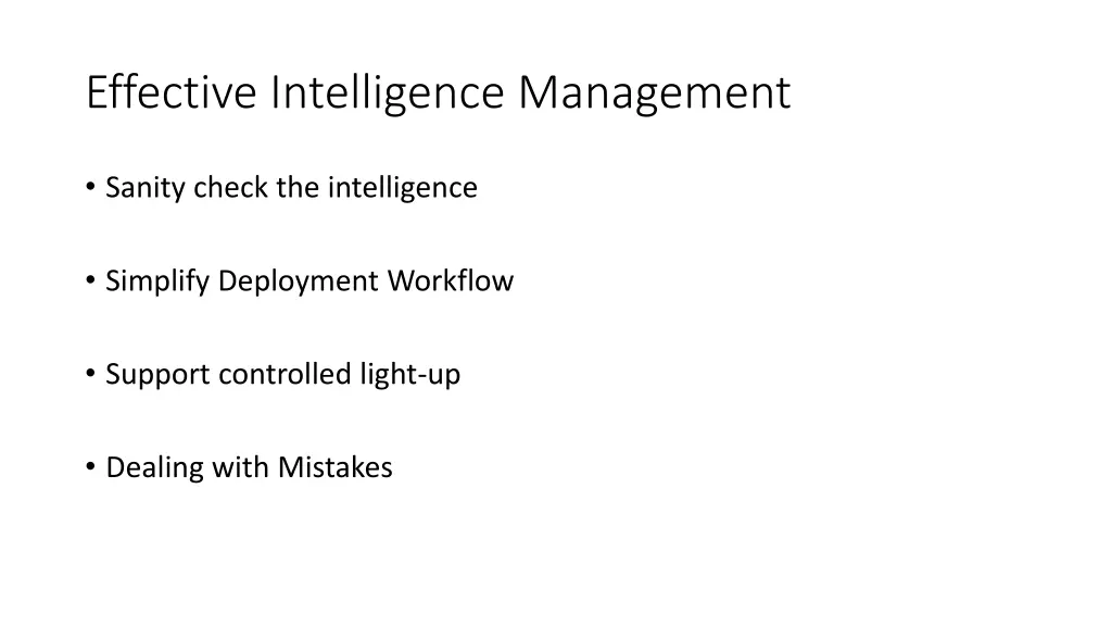 effective intelligence management