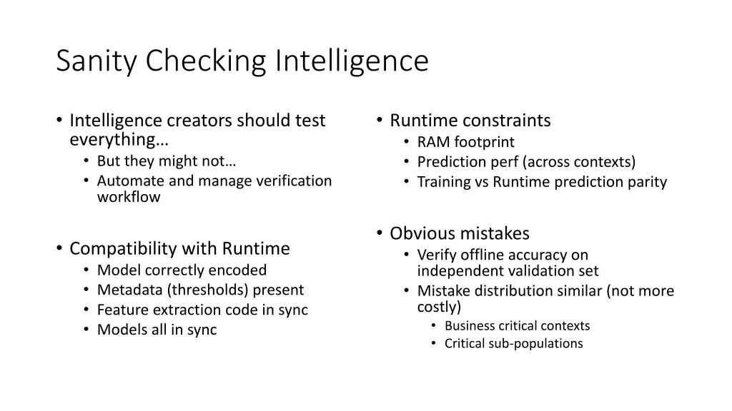 sanity checking intelligence