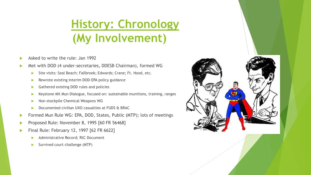 history chronology my involvement