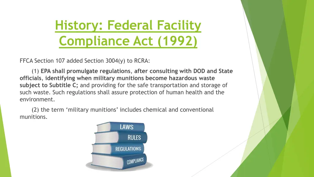 history federal facility compliance act 1992