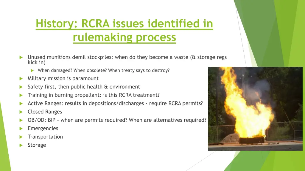 history rcra issues identified in rulemaking