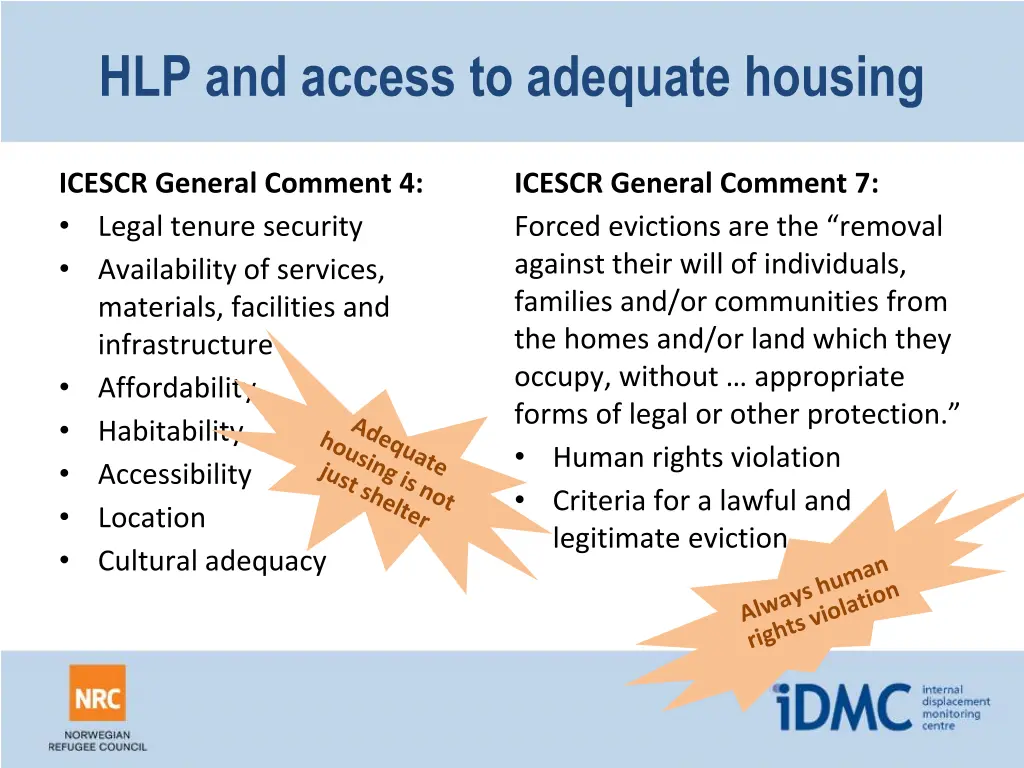 hlp and access to adequate housing