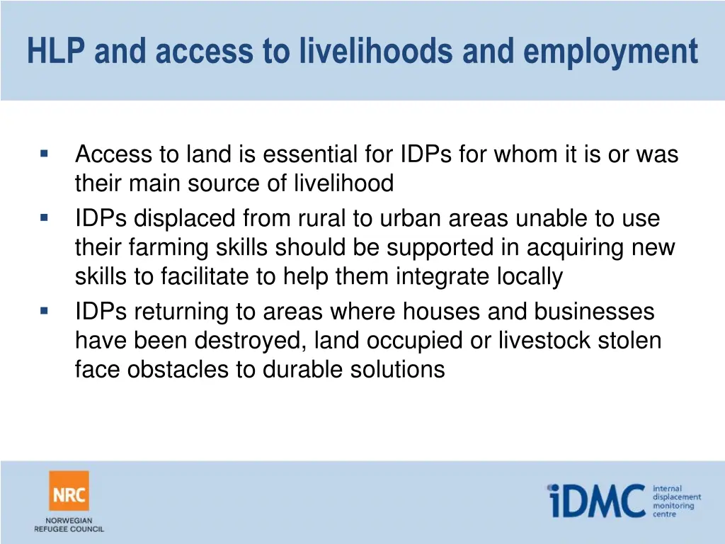 hlp and access to livelihoods and employment